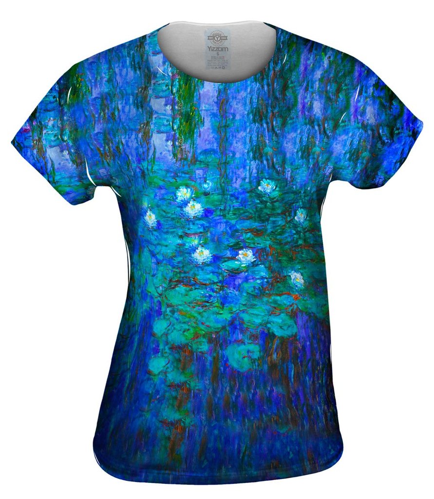 Claude Monet Blue Water Lillies Womens Tshirt