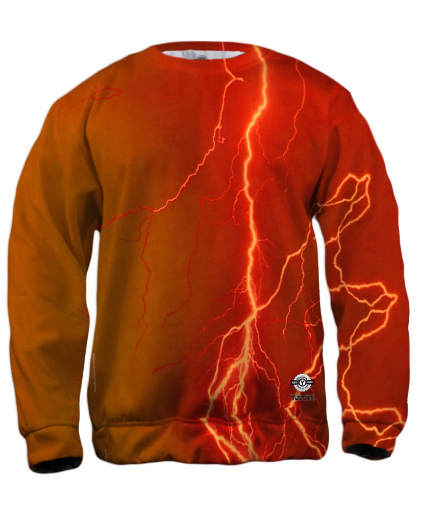 Lightning Storm Orange Mens Sweatshirt