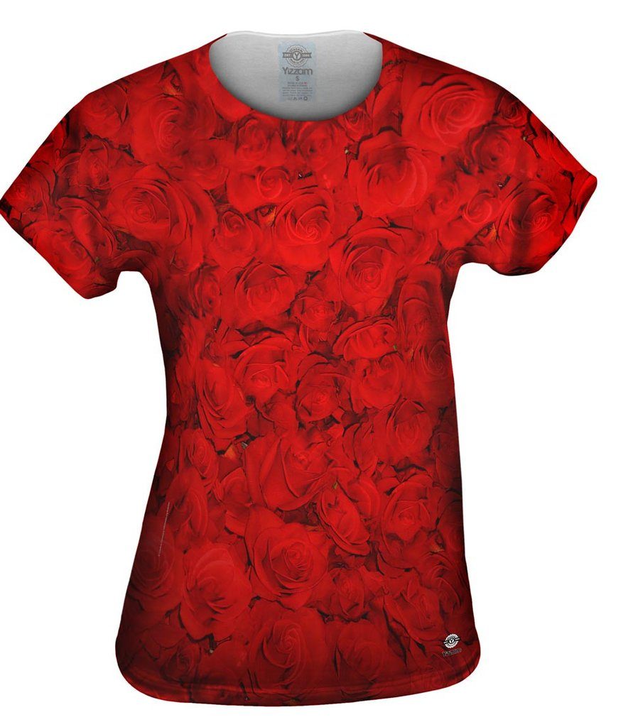 Valentines Day Rose Pattern Womens Tshirt