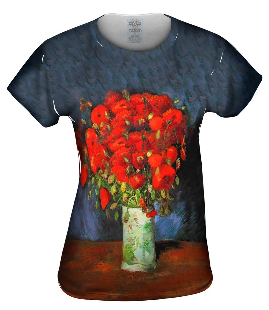 Van Gogh Vase with Red Poppies Womens Tshirt